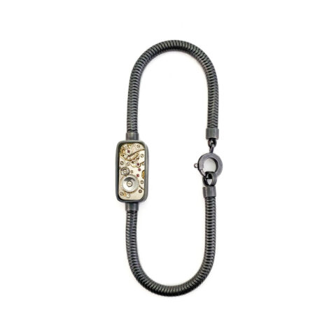 Armband "Retro" zilver (925) met mechanisch uurwerk