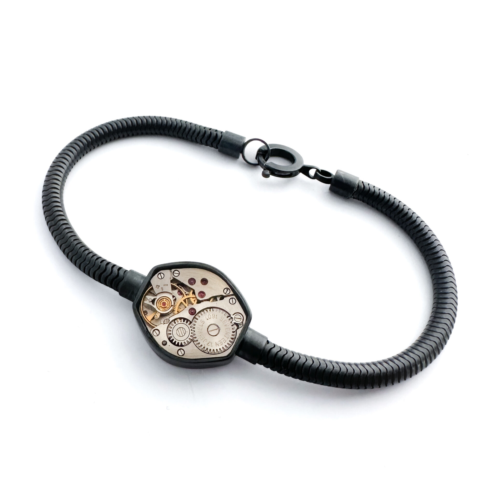 Armband zilver (925) met mechanisch uurwerk - Afbeelding 3