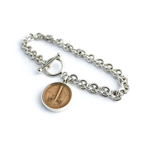 Armband zilver (925) met 1 cent "Number One"
