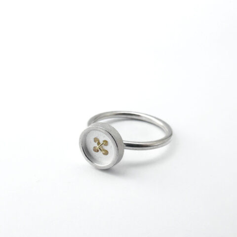 Ring Zilver/Goud (925/14K) Kleine Knoop Gouddraad