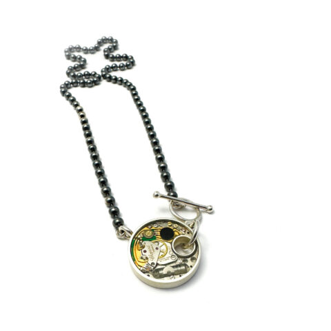Necklace silver (925) with quartz movement  "Chop"